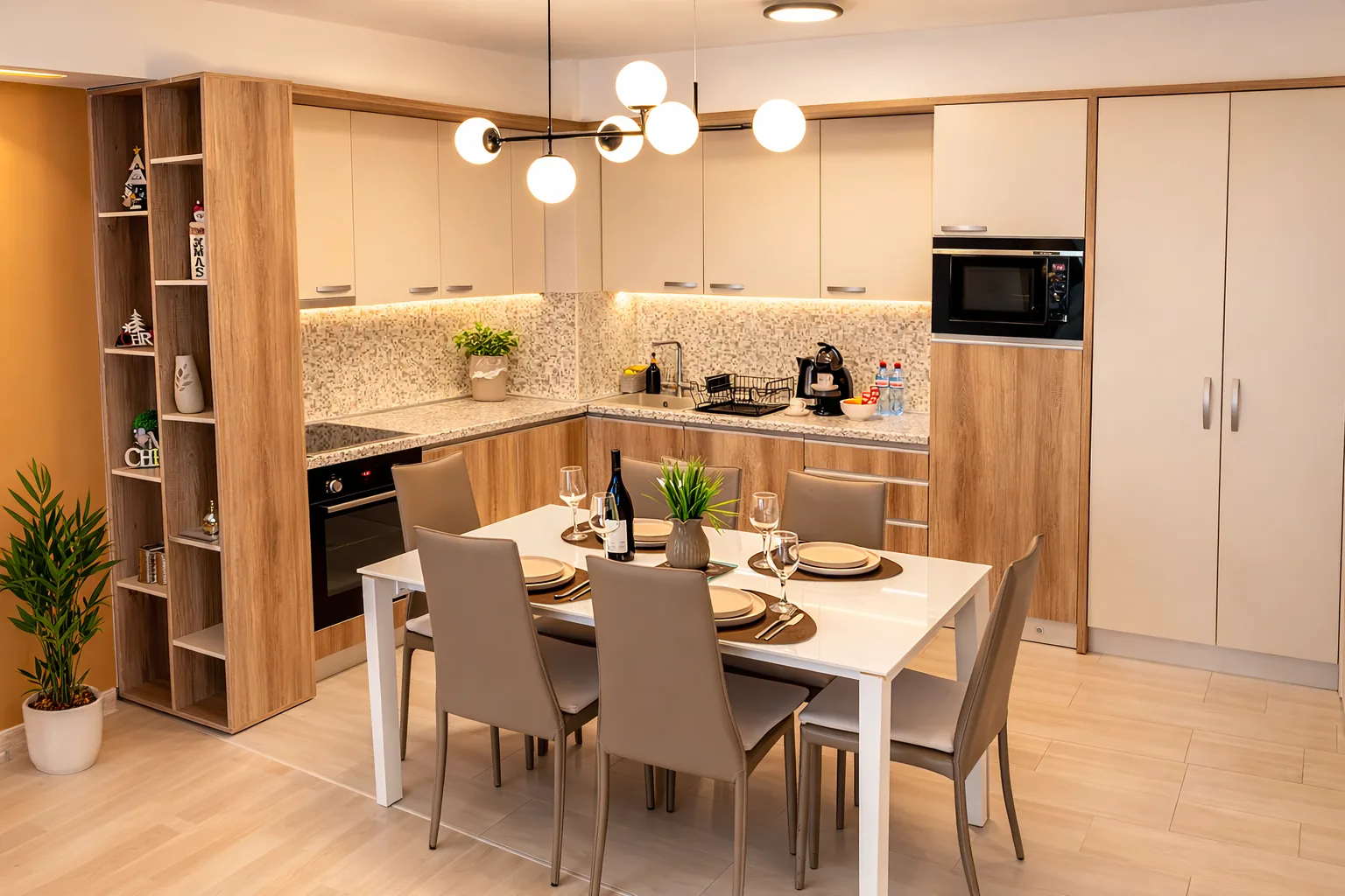 Fully equipped kitchen, one-bedroom suite at Capitol Suites, Skopje